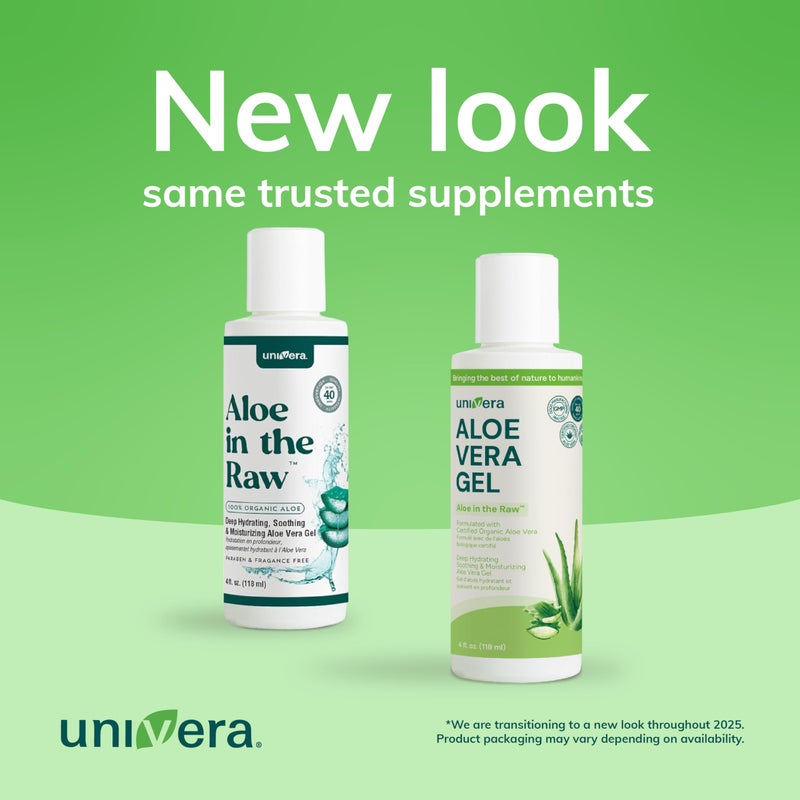 Univera Aloe in the Raw, 100% Pure Organic Aloe Vera Gel, Suitable for All Skin Types, Sunburn Relief, Heals Minor Cuts, Scrapes, & Burns, No Sticky Residue, 4.0oz. - Image 2